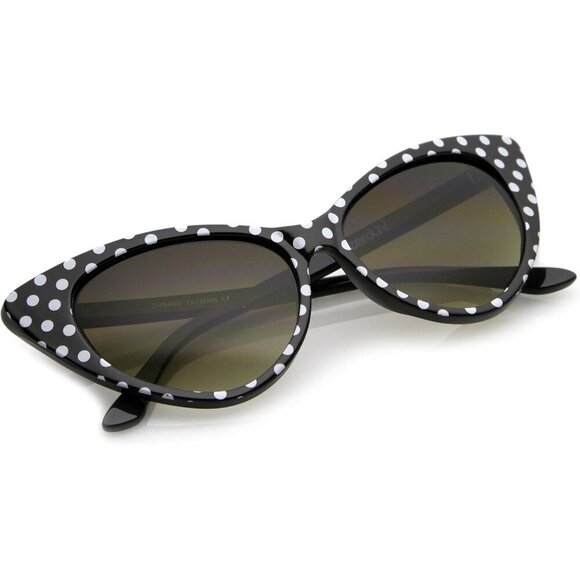 Women\'s Retro Oversized Cat Eye Sunglasses UV400 Protection Black-White main image 6